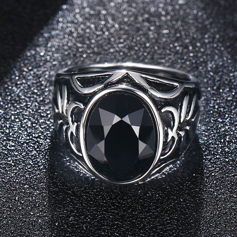 Natural Black Stone Ring | DevilsRings.com