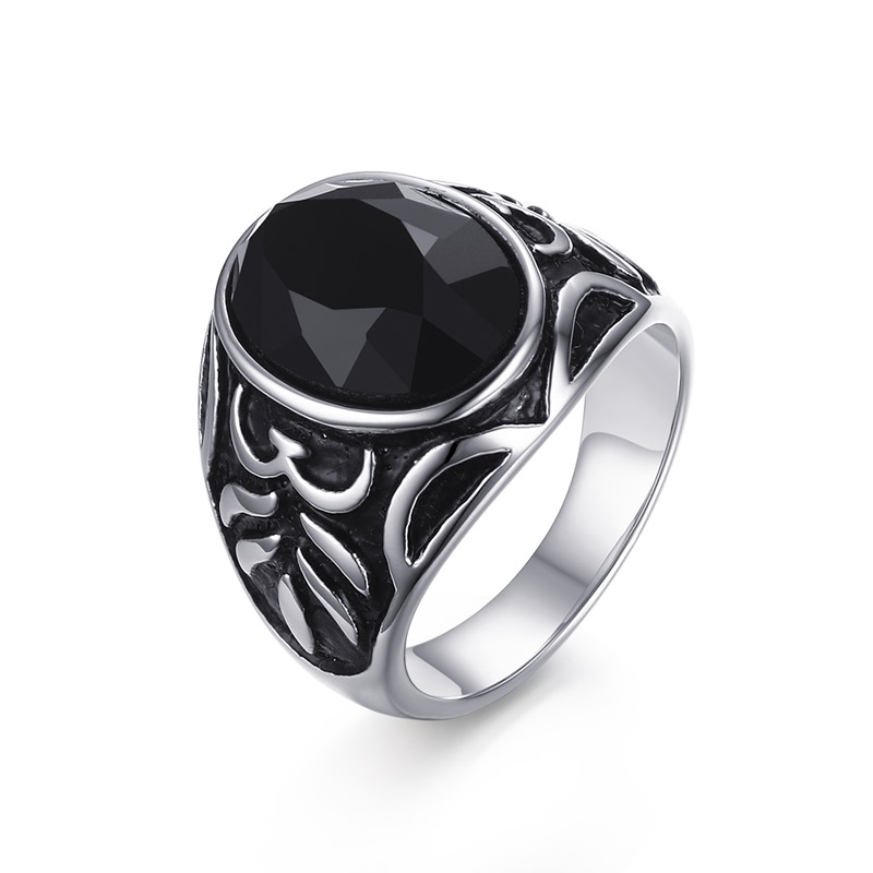 Natural Black Stone Ring | DevilsRings.com
